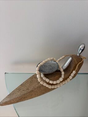 Vintage Natural Carved Bone Bead Necklace - Minimalist Organic Boho